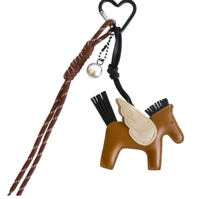 Tan Pegasus Bag Charm