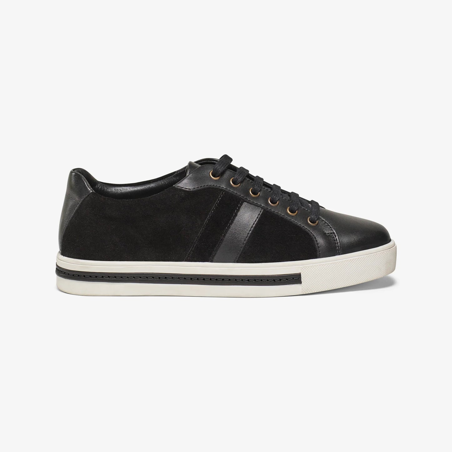 Black Leather Wide Fit Trainer