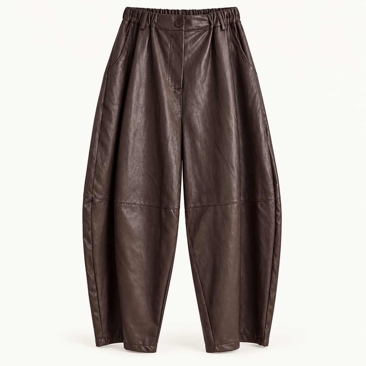 Bordeaux Faux Leather Balloon Leg Trousers