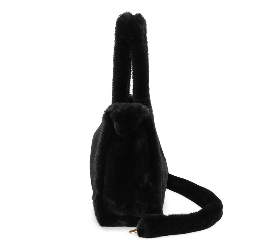 Black Faux Fur Large Slouchy Tote