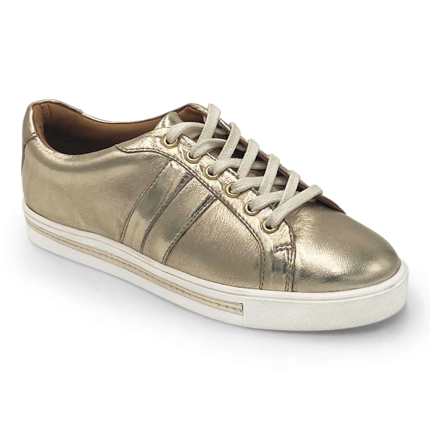 Gold leather Wide Fit Trainer