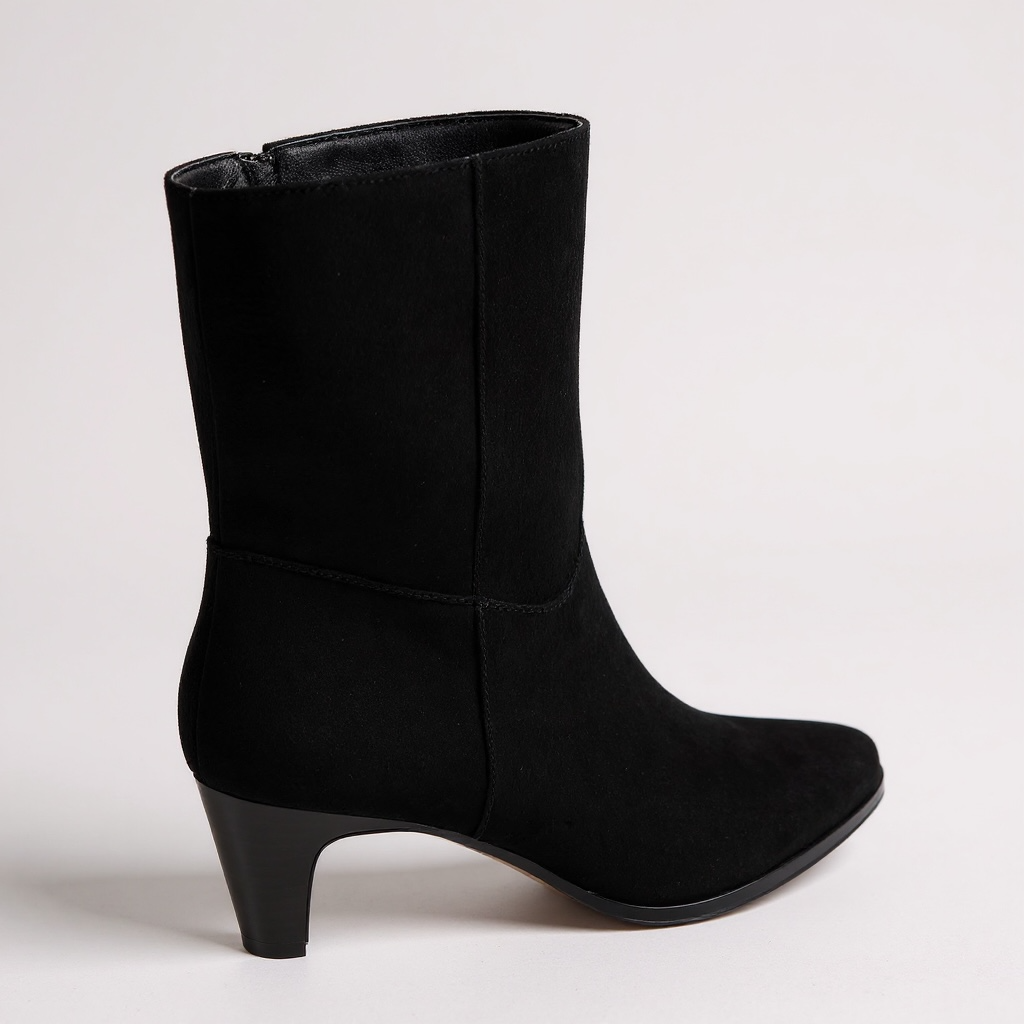 Black Suedette Low Point Ankle Boot