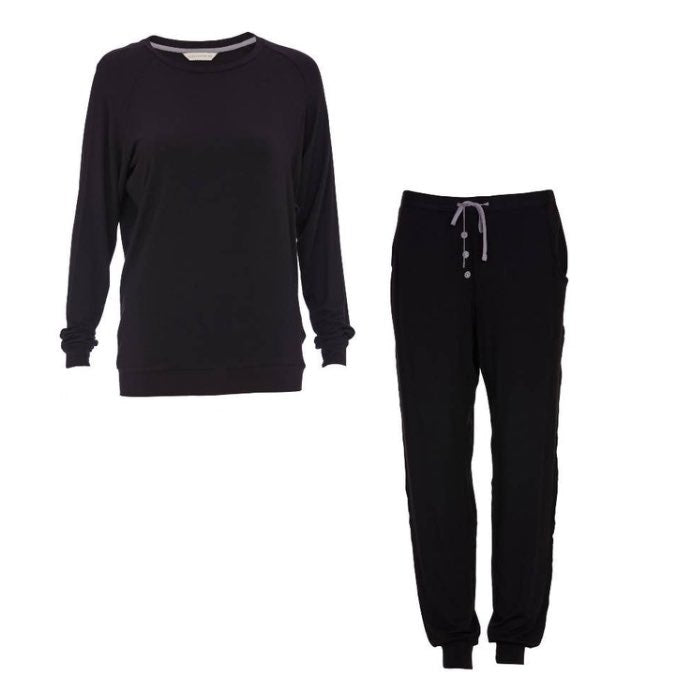 Black Jersey Slouch Pyjama Set