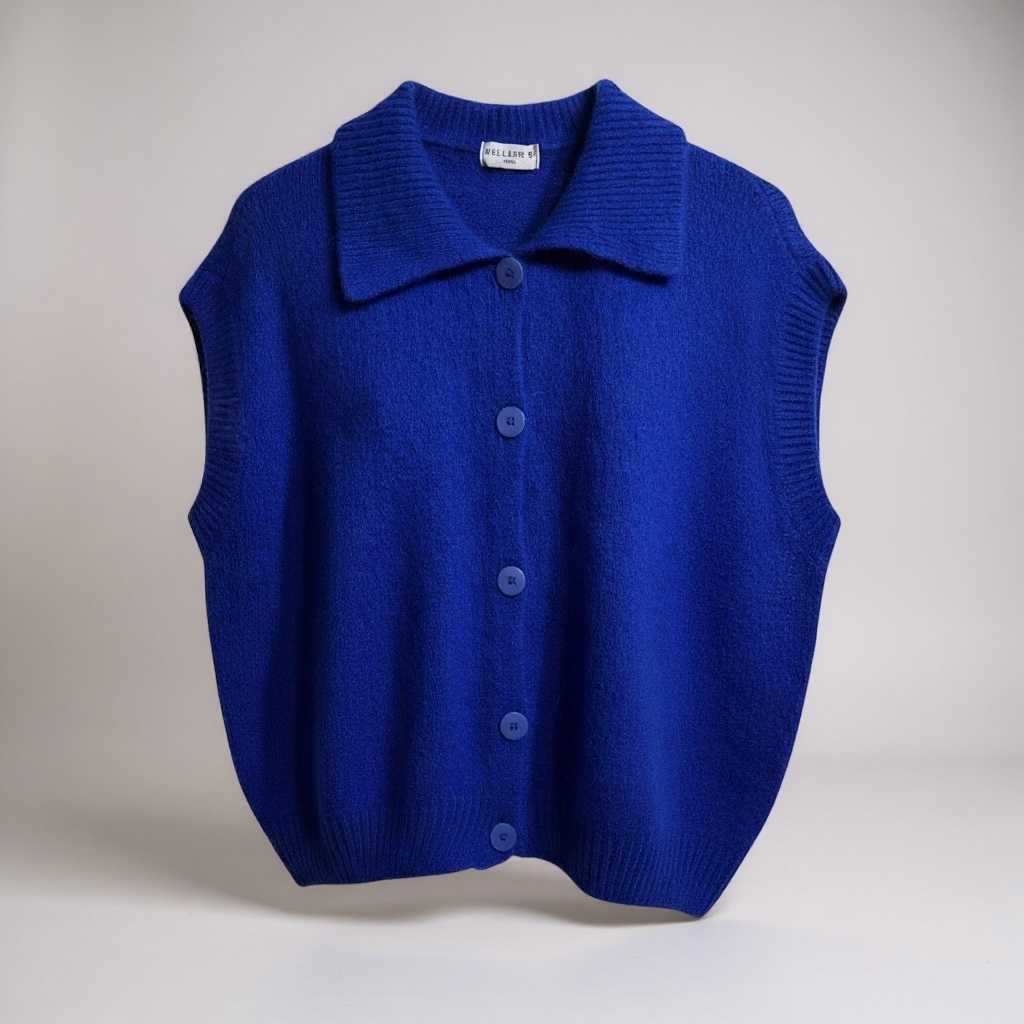 Cobalt Mohair Mix Button Front Cardi