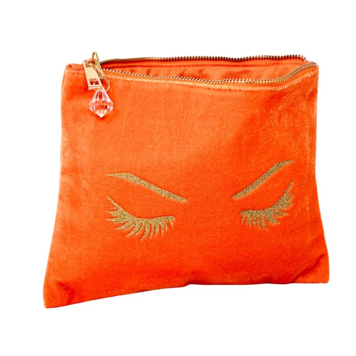 Orange Lashes Velvet Pouch