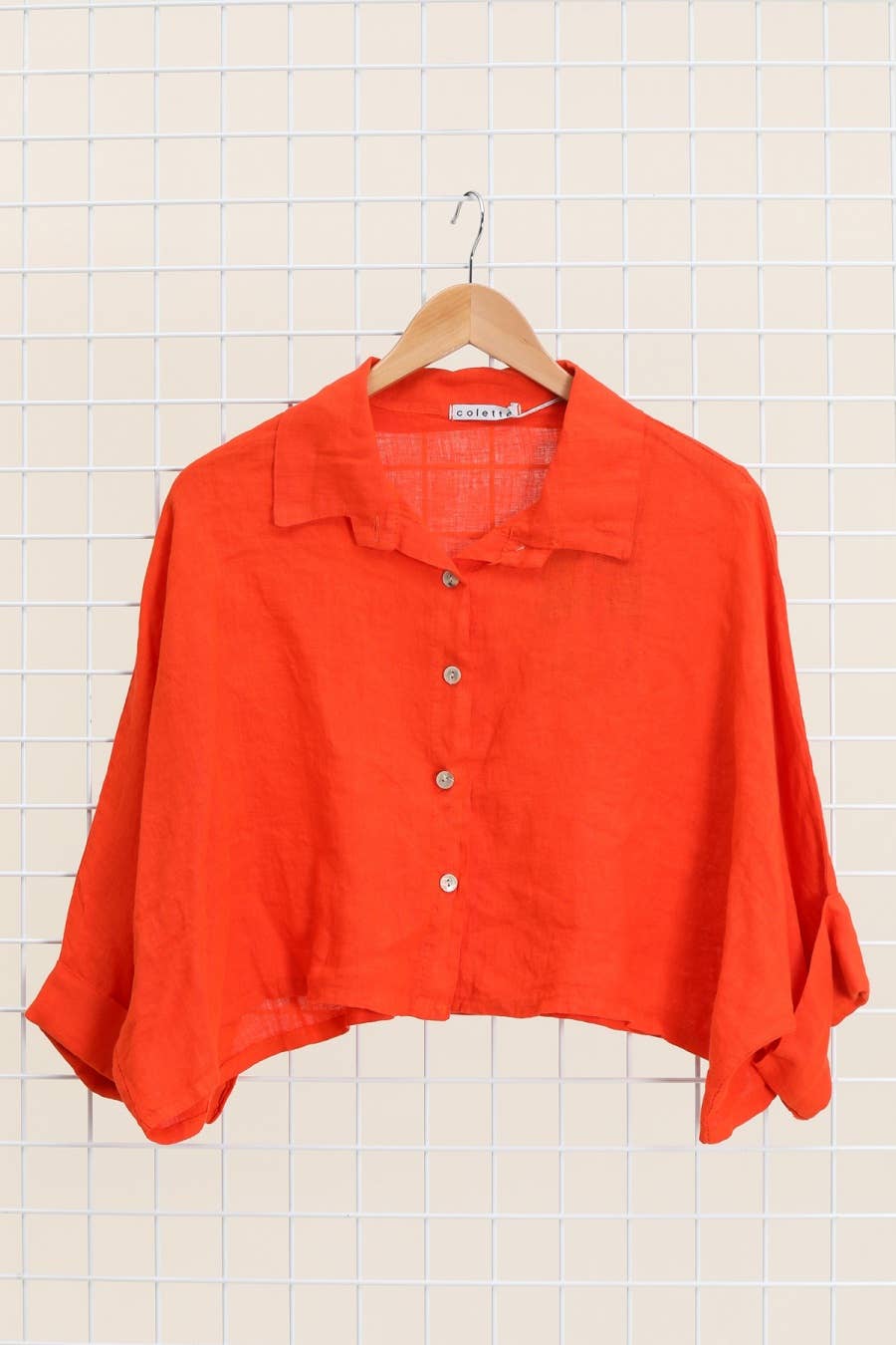 Orange Linen 3/4 Sleeve Shirt