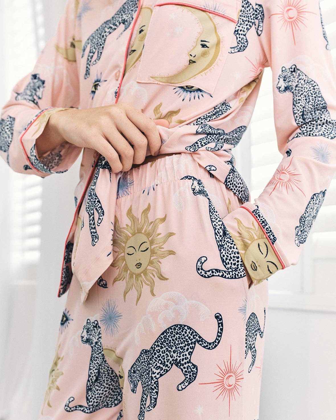 Celestial Leopard Print Button Up Long Pyjama Set
