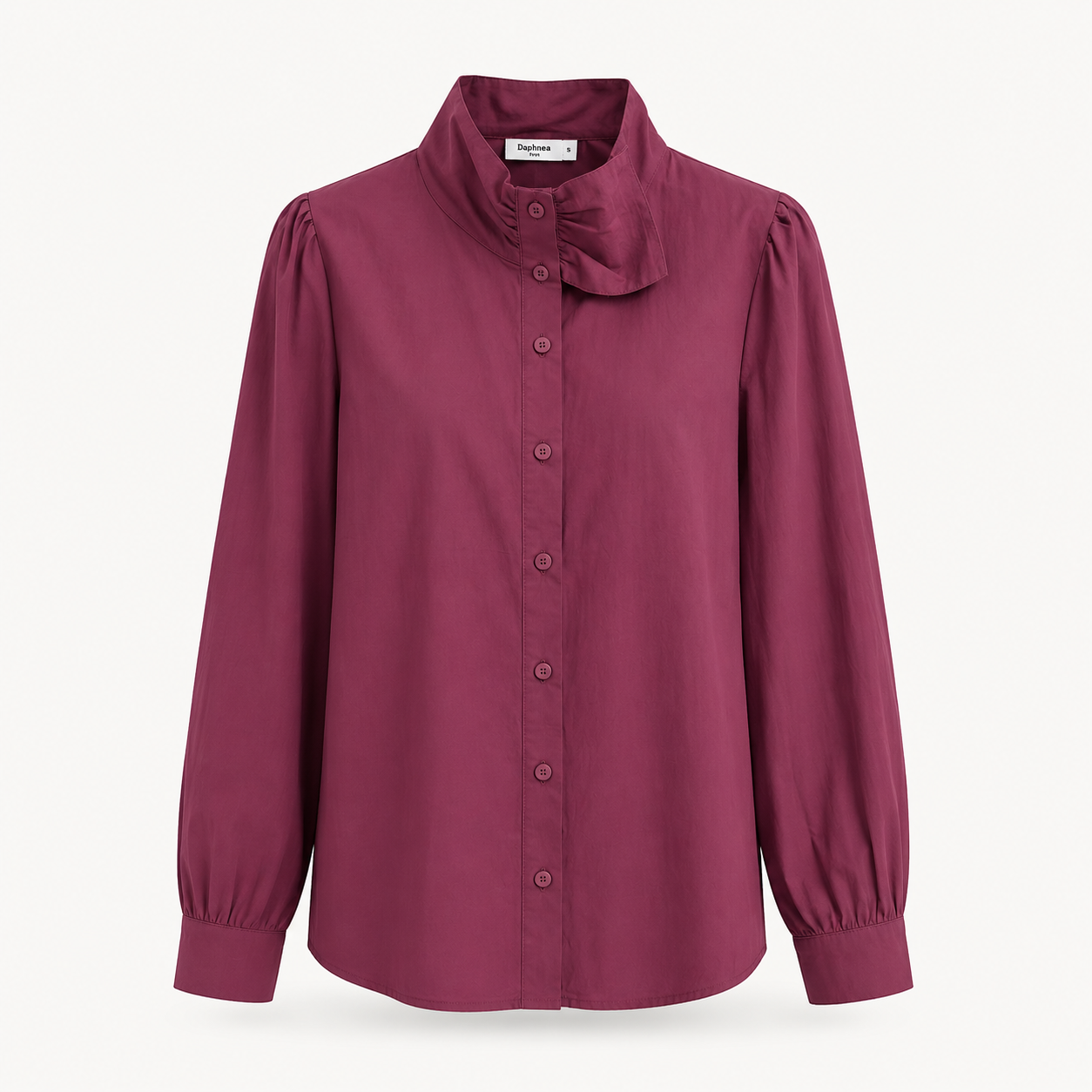 Plum High Neck Cotton Shirt