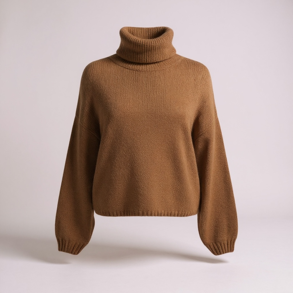 Camel Mohair Slouch Roll Neck Jumper