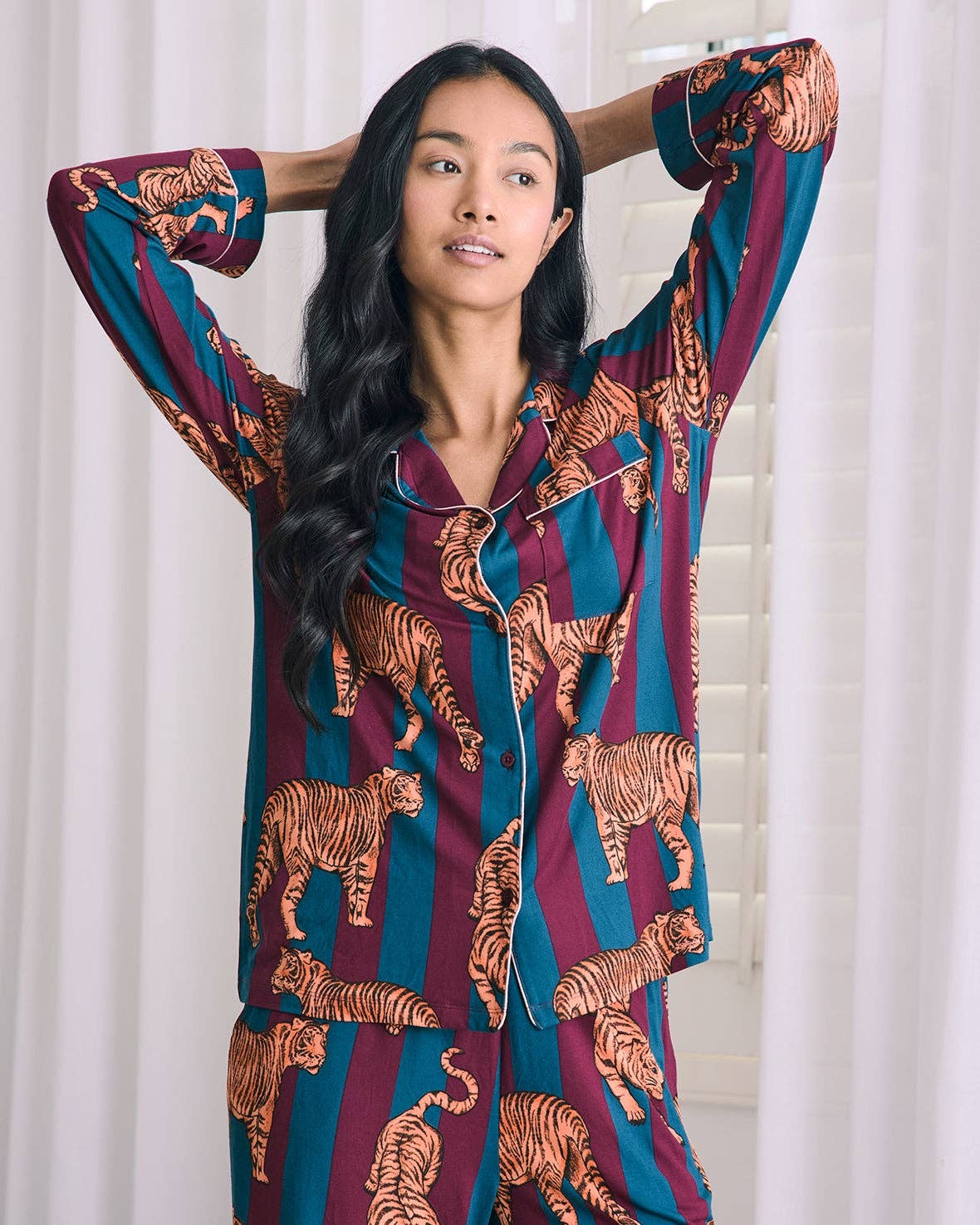 Tiger Stripe Print Long Pyjama Set