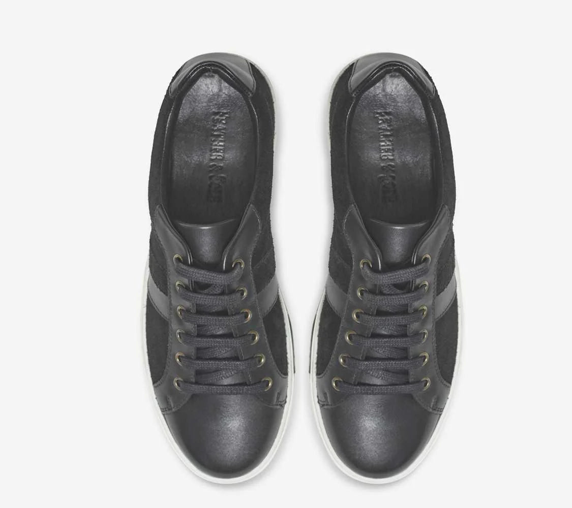 Black Leather Wide Fit Trainer