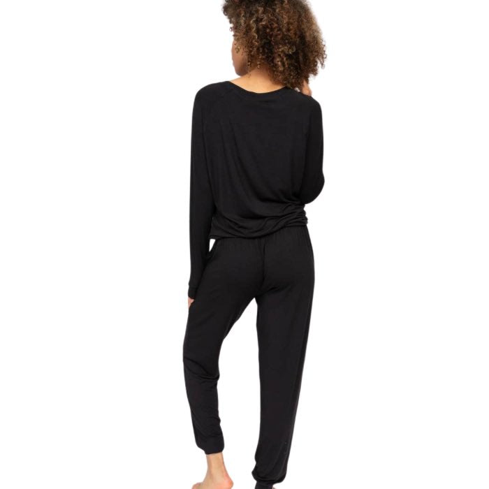 Black Jersey Slouch Pyjama Set