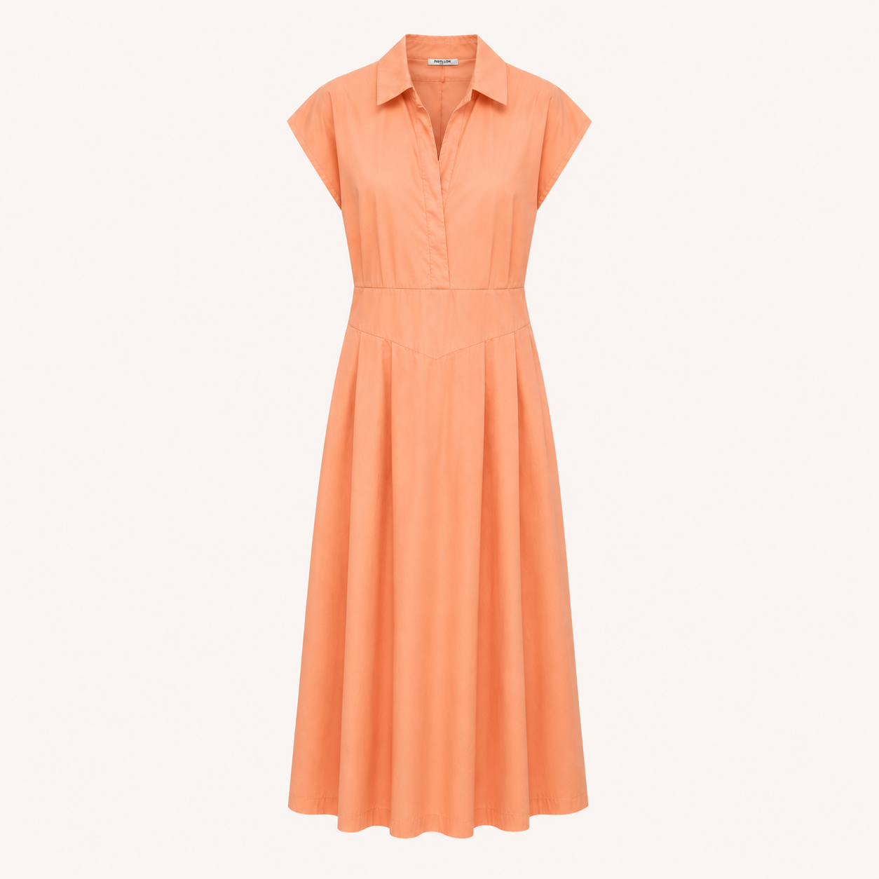 Peach Cotton Elastic Back Dress