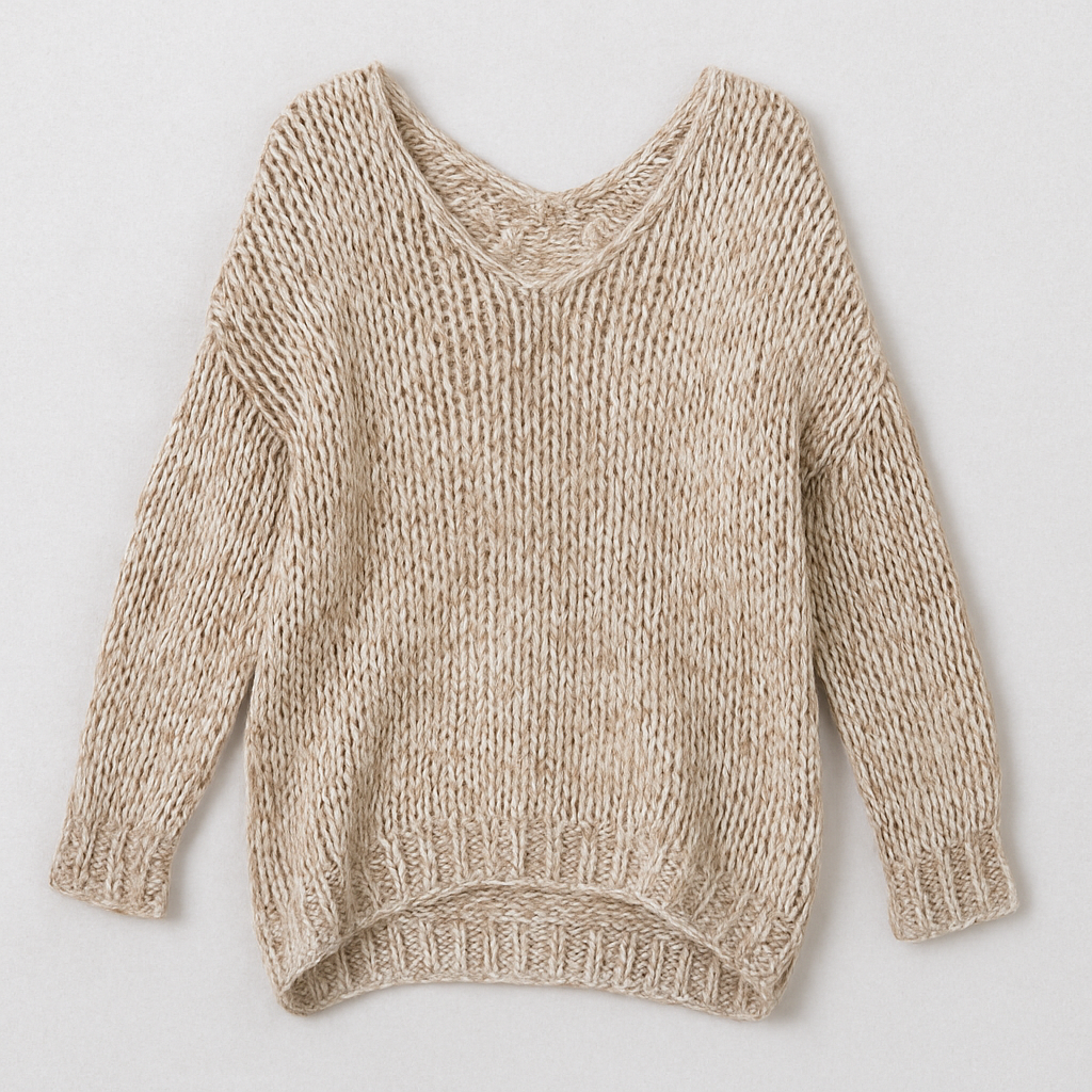 Beige Open Knit Slouch Jumper