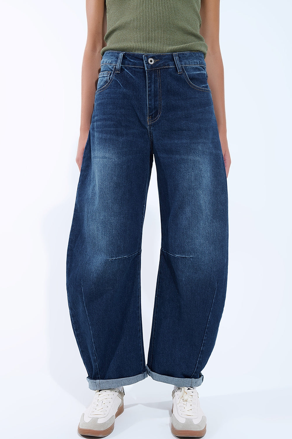 Denim Stretch Barrel Leg Jeans
