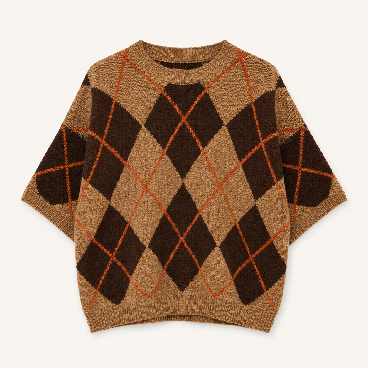 Brown/Orange Argyle Short Sleeve Jumper