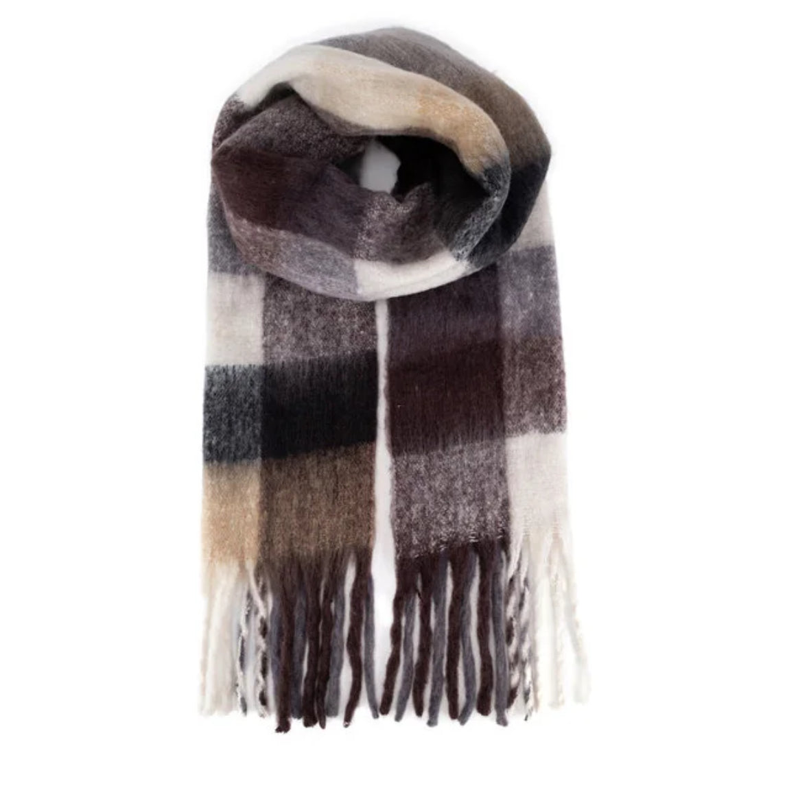 Burgundy Checked Blanket Scarf