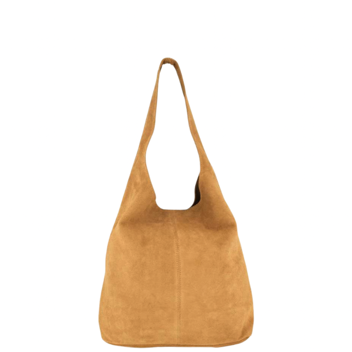 Camel Suede Hobo Bag