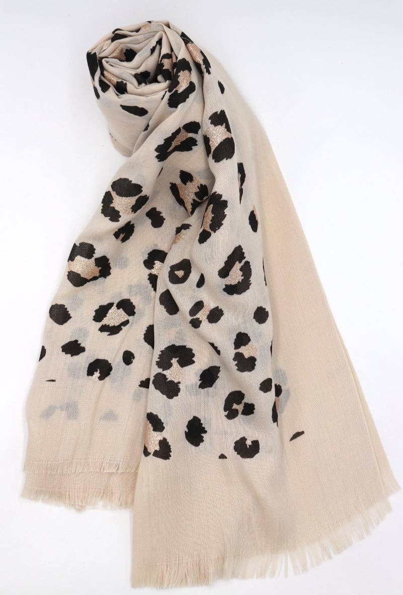 Beige Leopard Lightweight Scarf
