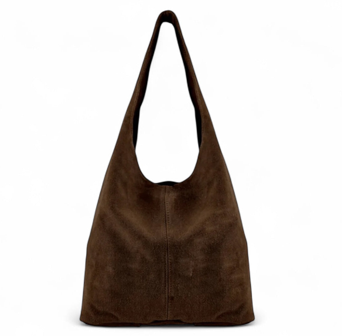 Chocolate Brown Suede Hobo Bag