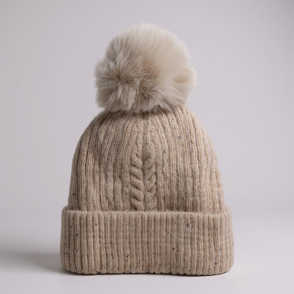 Beige Sparkle Fleece Lined Beanie
