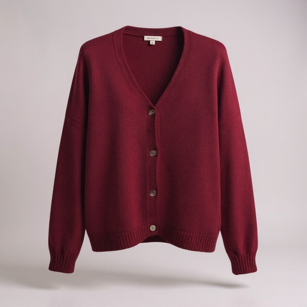 Burgundy Button Front Slouchy Cardi