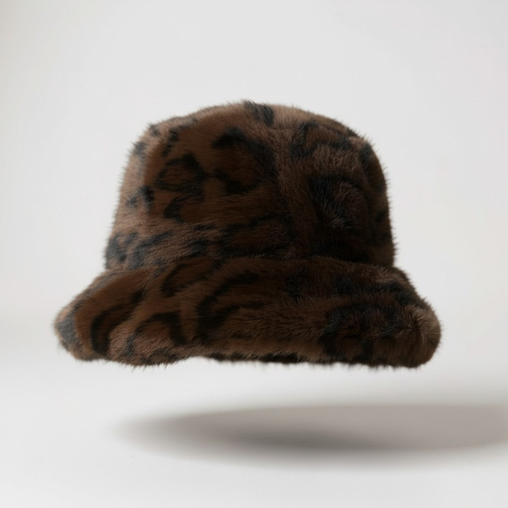 Leopard Faux Fur Bucket Hat