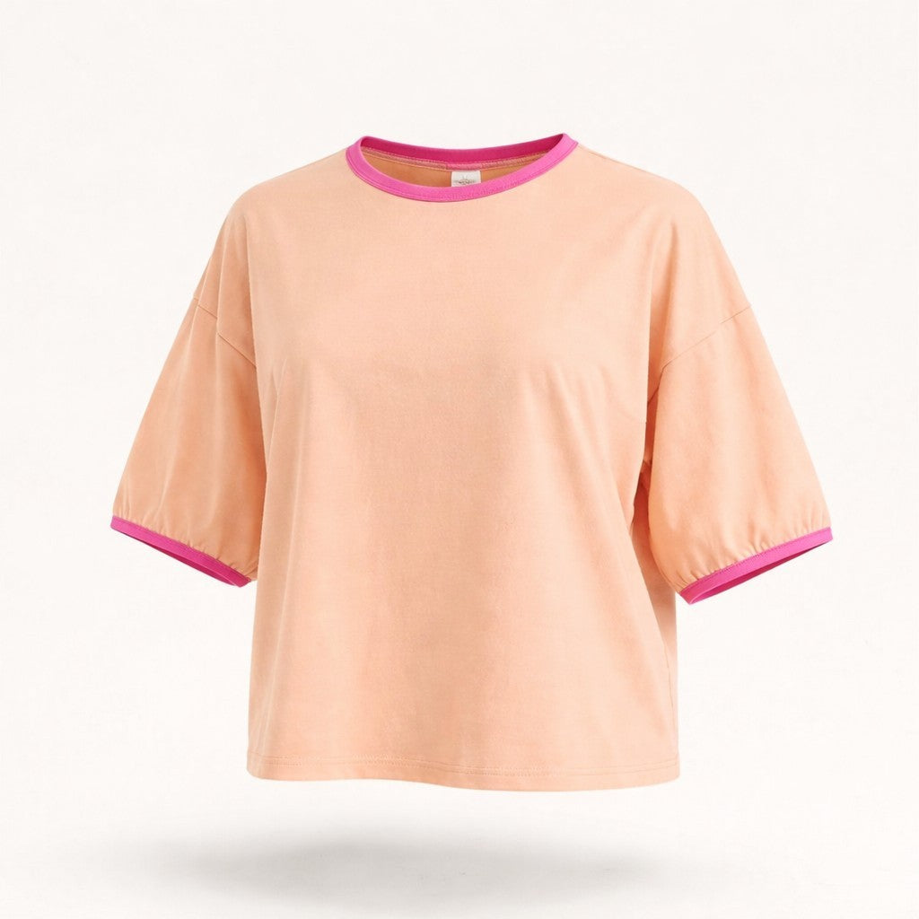 Coral T-Shirt with Pink Edge
