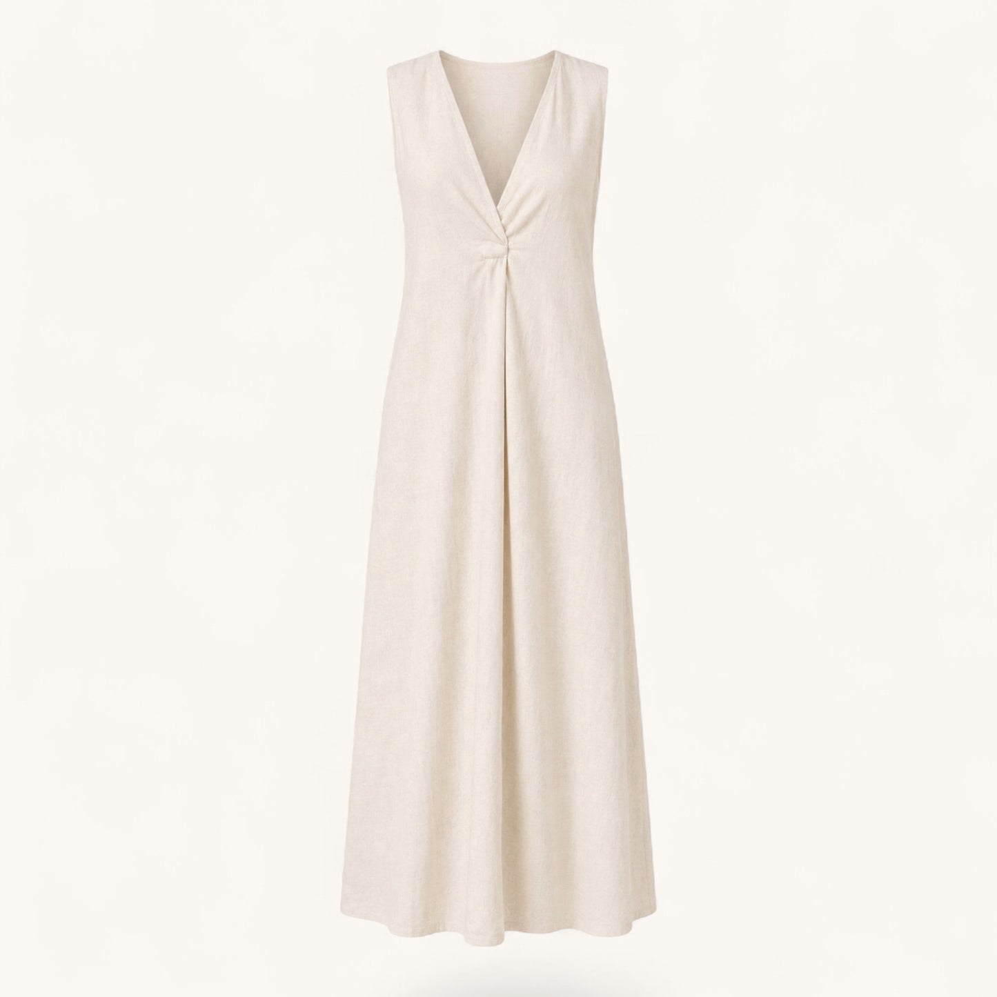 Natural Midaxi Linen Blend Dress