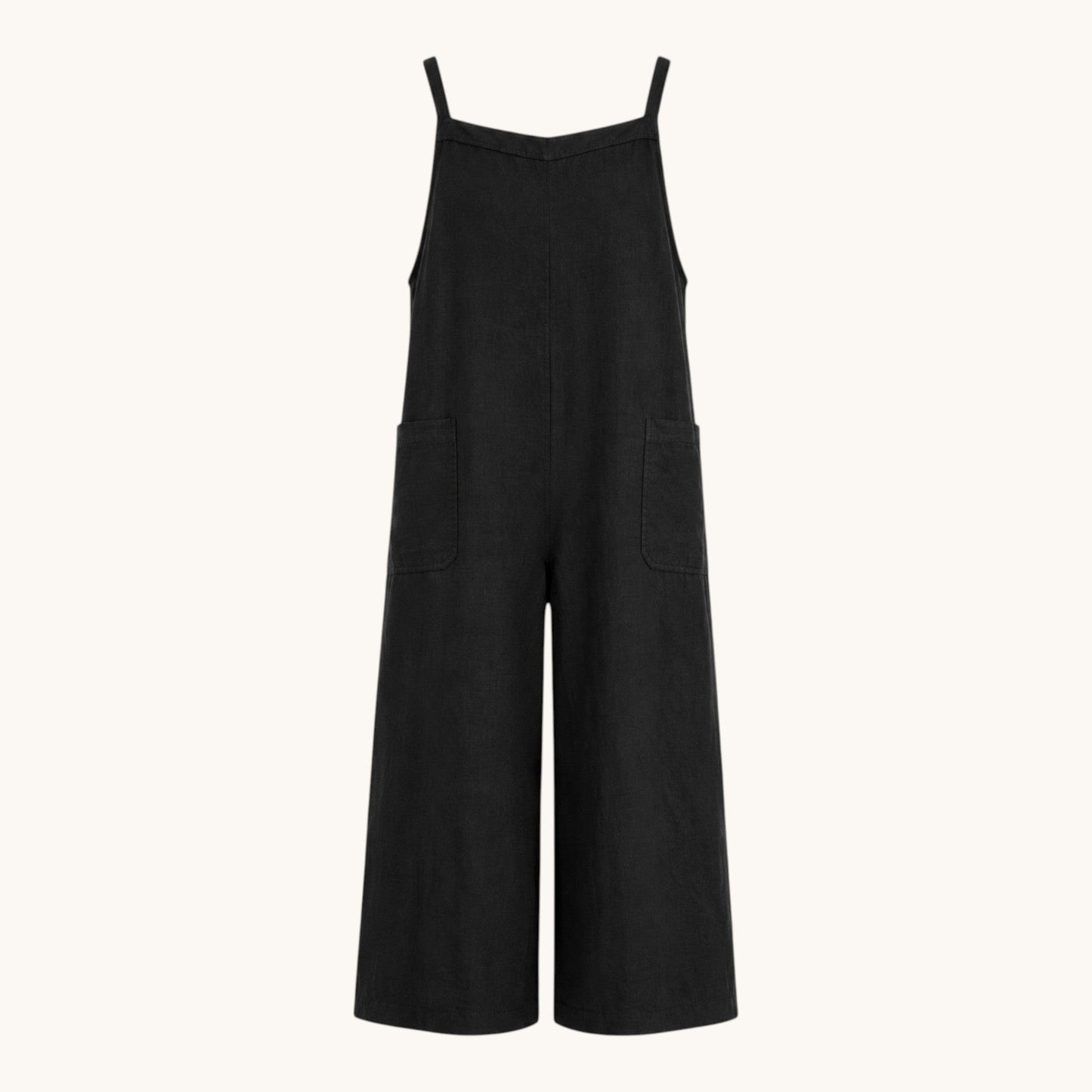 Black Linen Sleeveless Jumpsuit