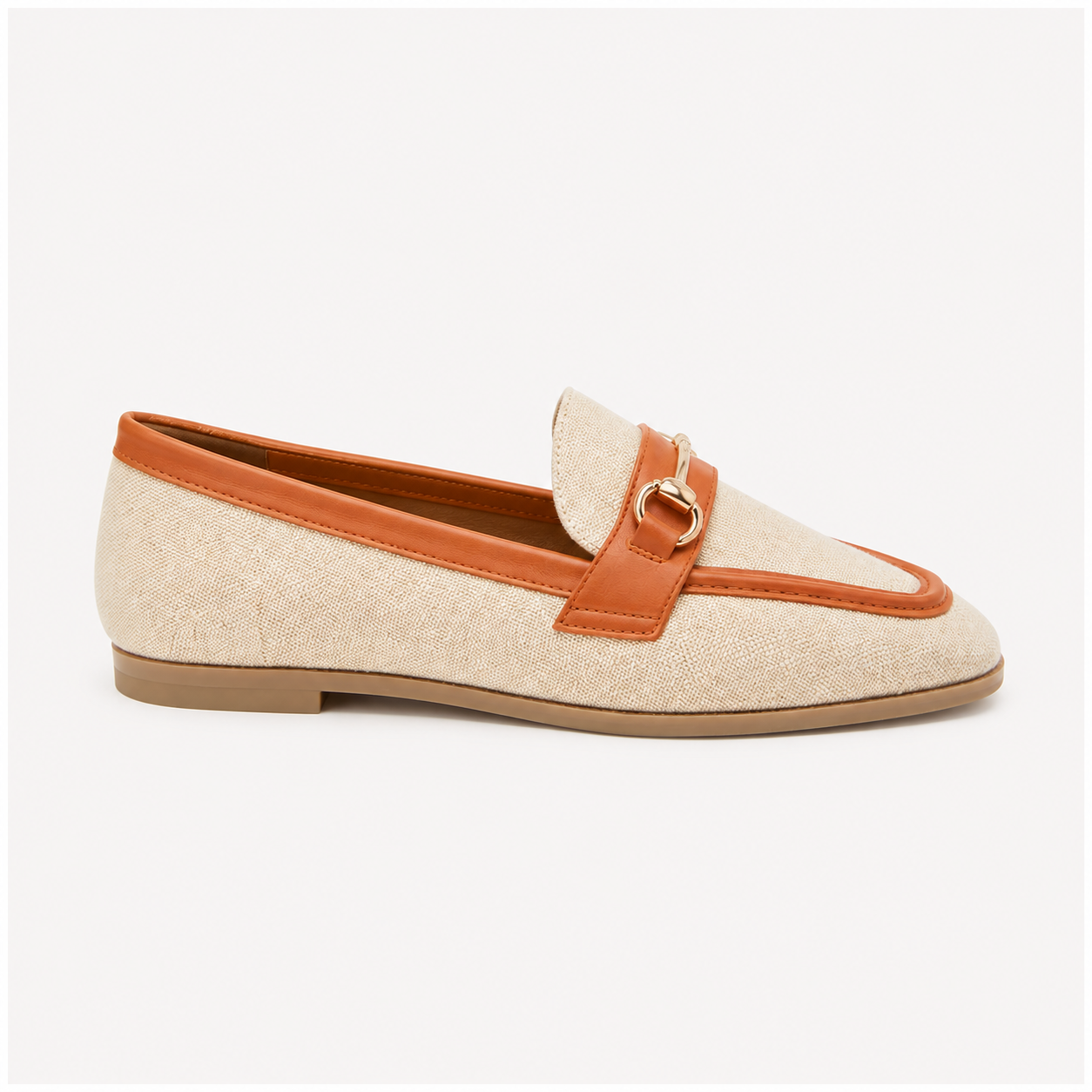 Canvas and Orange Detail Loafer