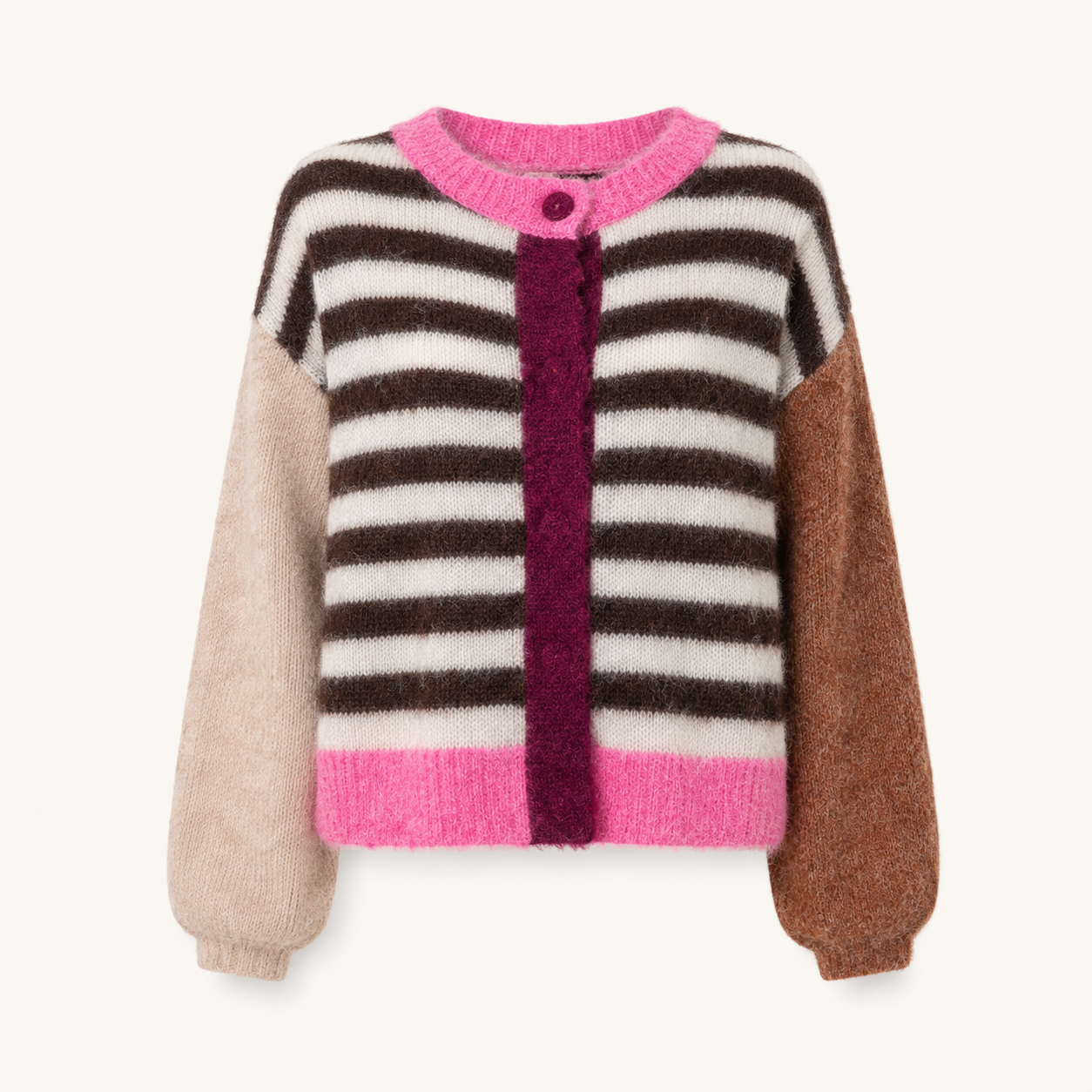 Pink Multi Stripe Extra Fluffy Cardi