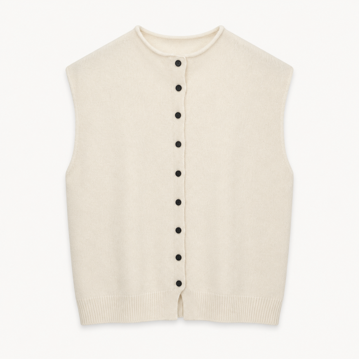 Off White Button Knit Tank Top