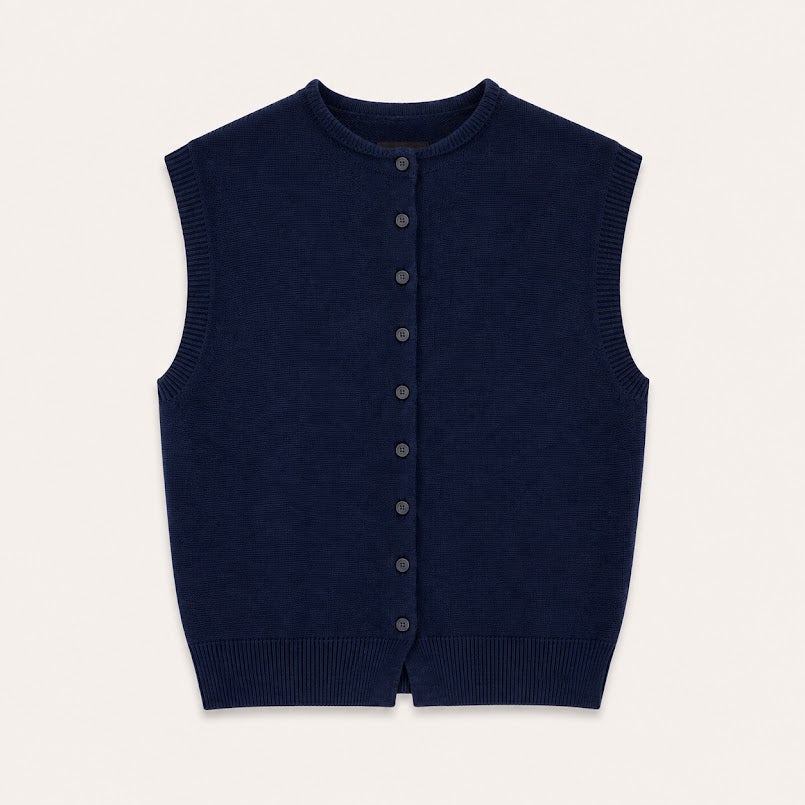 Navy Button Knit Tank Top