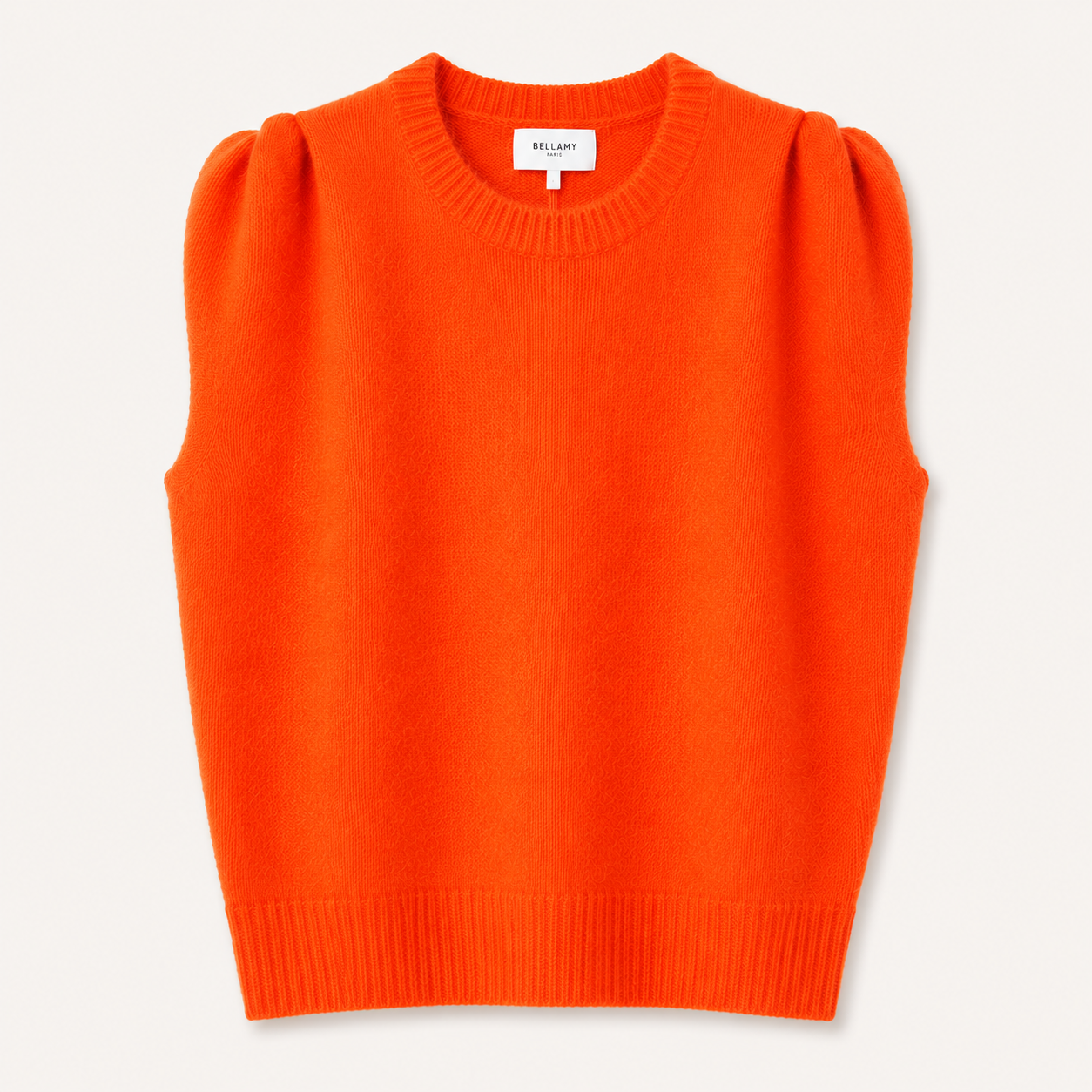 Orange Light Alpaca Mix Gathered Shoulder Top