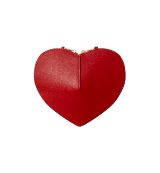 Red Leather Heart Shape Cross Body Bag