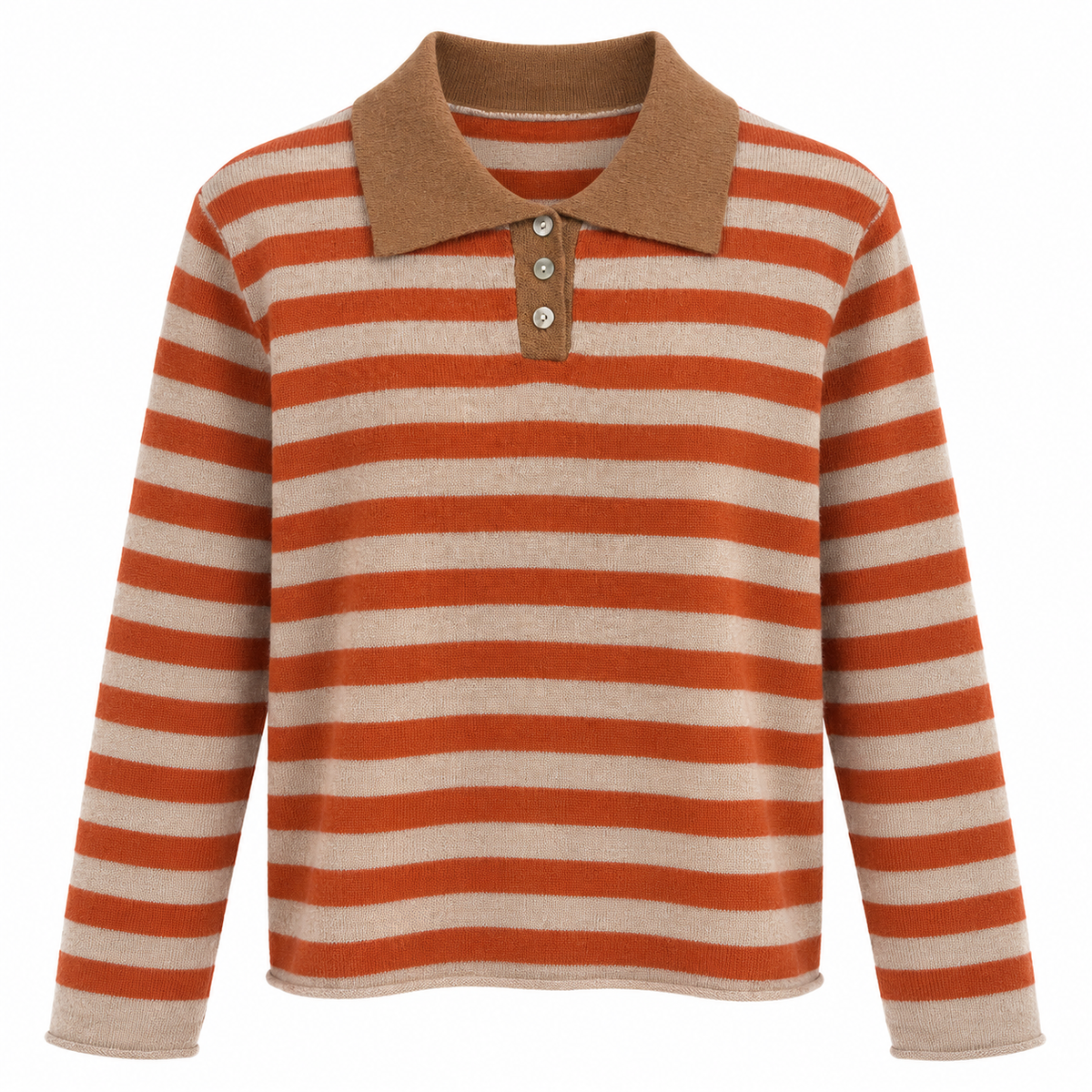 Beige/Orange Cashmere Blend Knit Jumper