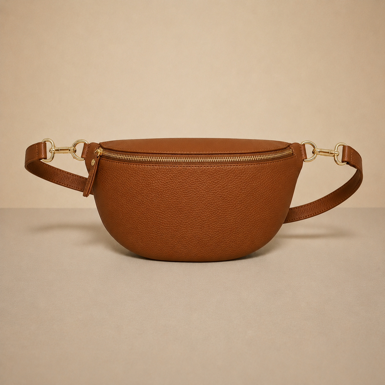 Tan Large Leather Cross Body Bag