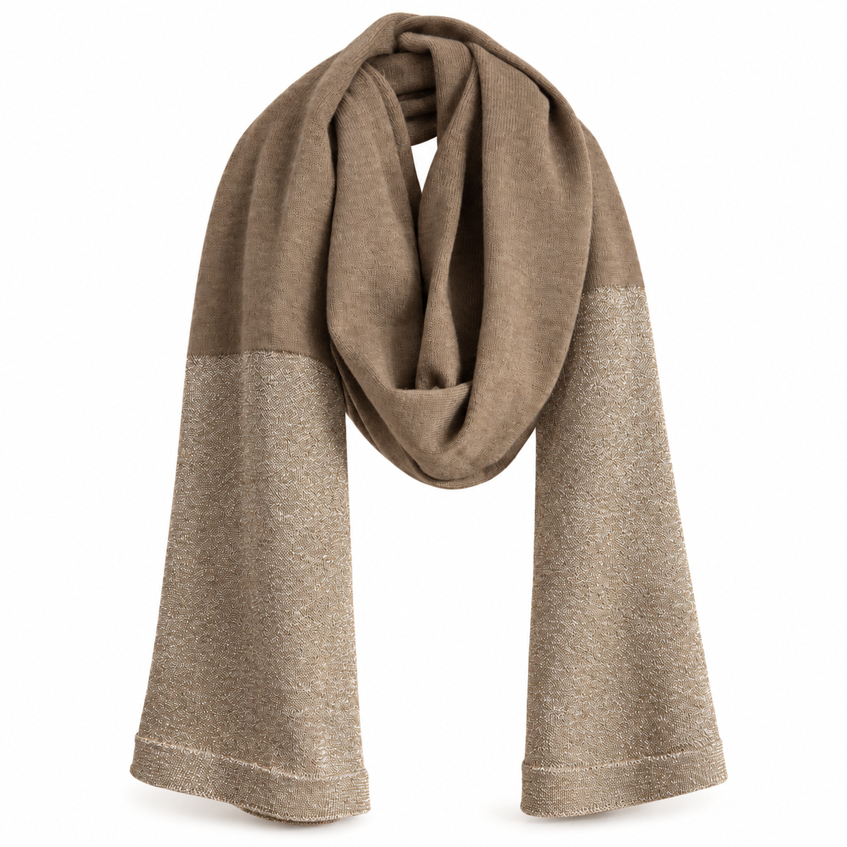 Beige with Gold Lurex Scarf