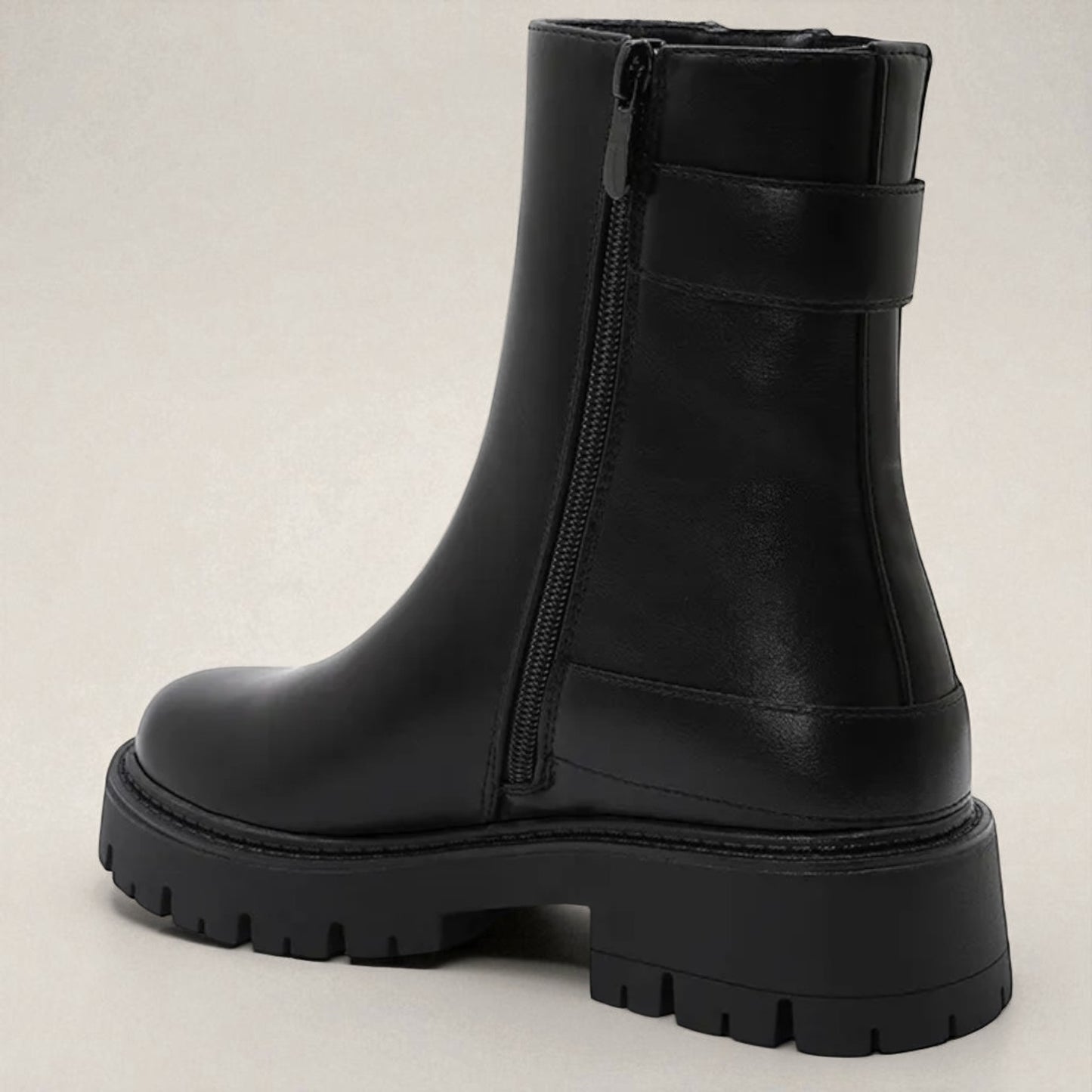 Black Ankle Boot With Silver Buckle
