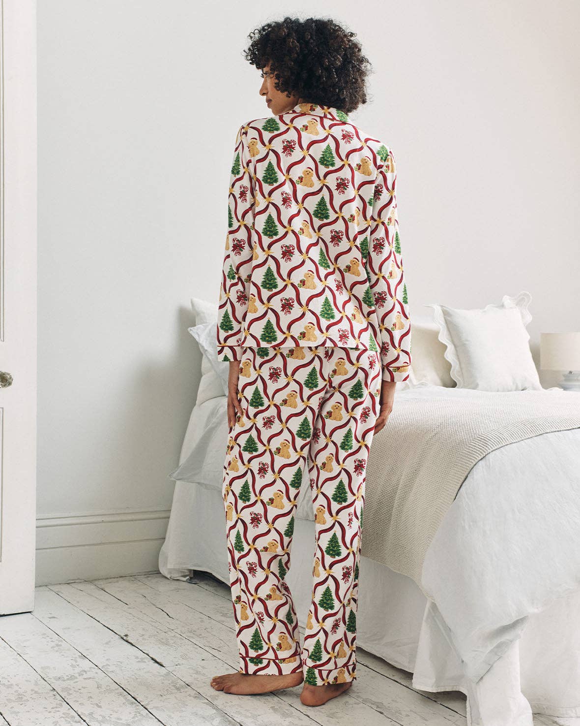 Organic Cotton Christmas Tree & Dog Long Pyjama Set