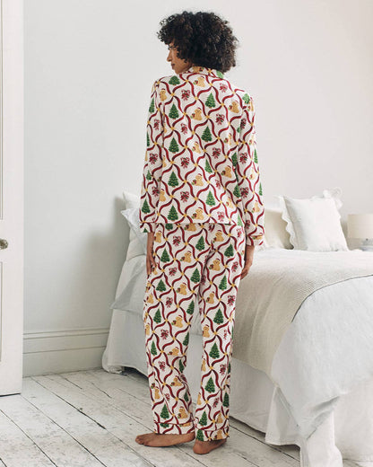Organic Cotton Christmas Tree & Dog Long Pyjama Set