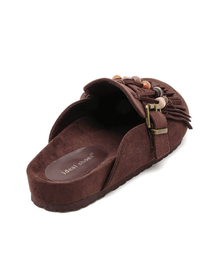 Brown Tassel Footbed Mule