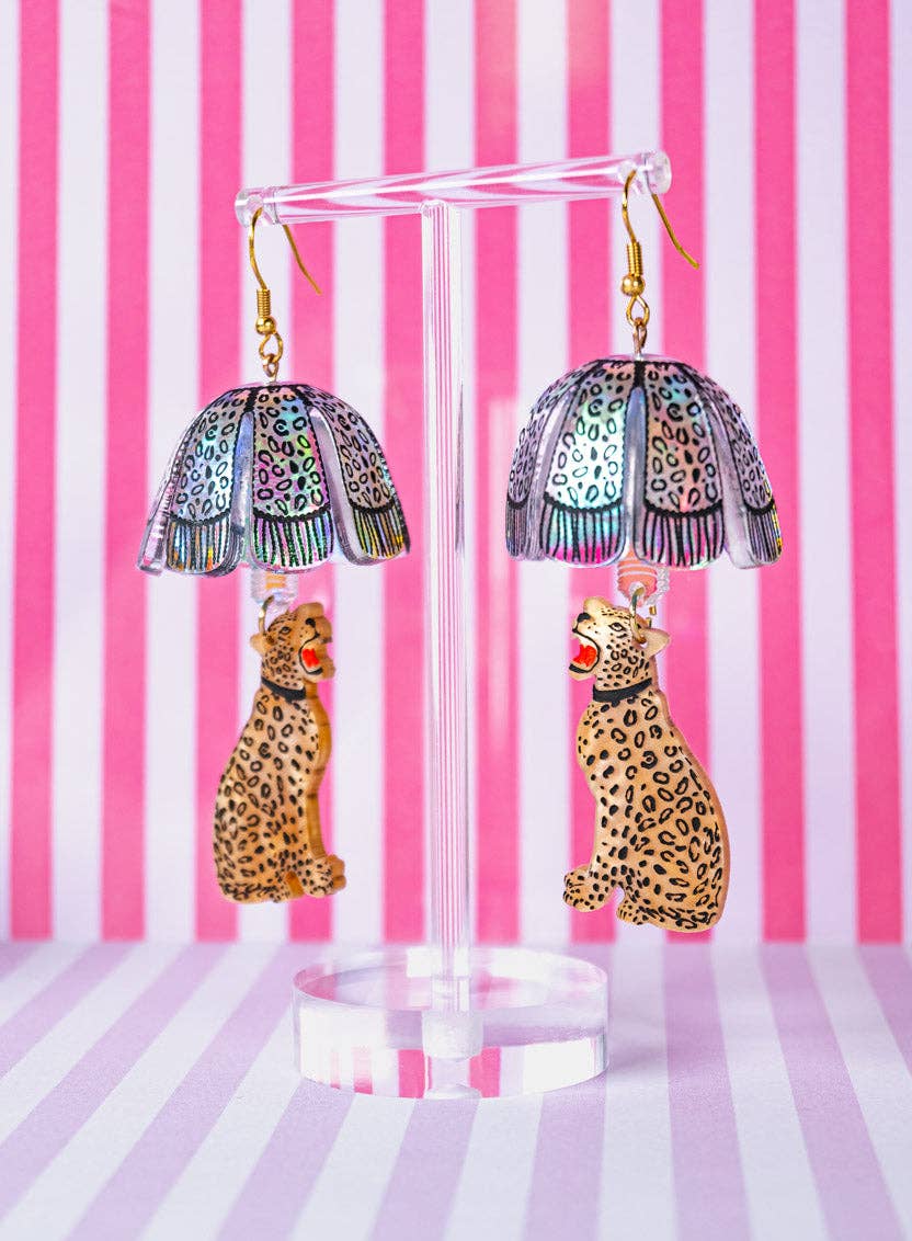 Leopard Lamp Shade Earrings - Iridescent | Tatty Devine