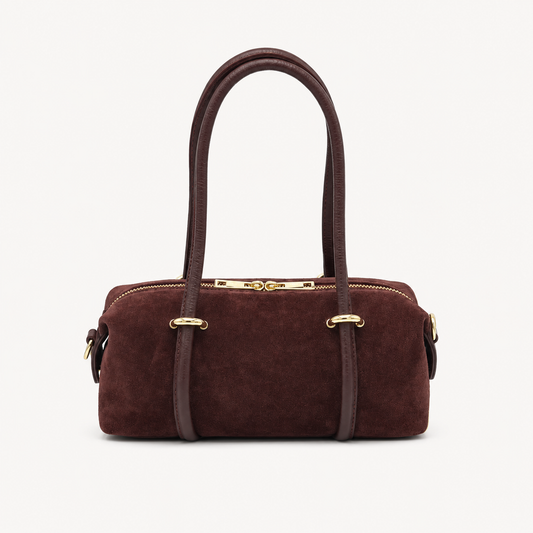 Plum Green Suede/Leather Mix Crossbody Bag