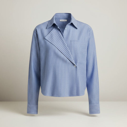 Blue Stripe Cross Over Shirt