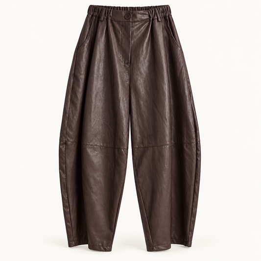 Bordeaux Faux Leather Balloon Leg Trousers