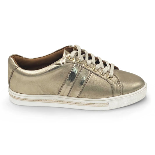 Gold leather Wide Fit Trainer