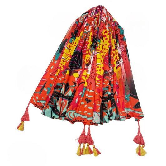 Red Multi Bright Jungle Print Scarf