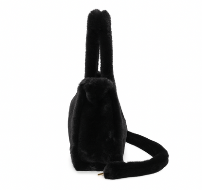 Black Faux Fur Large Slouchy Tote